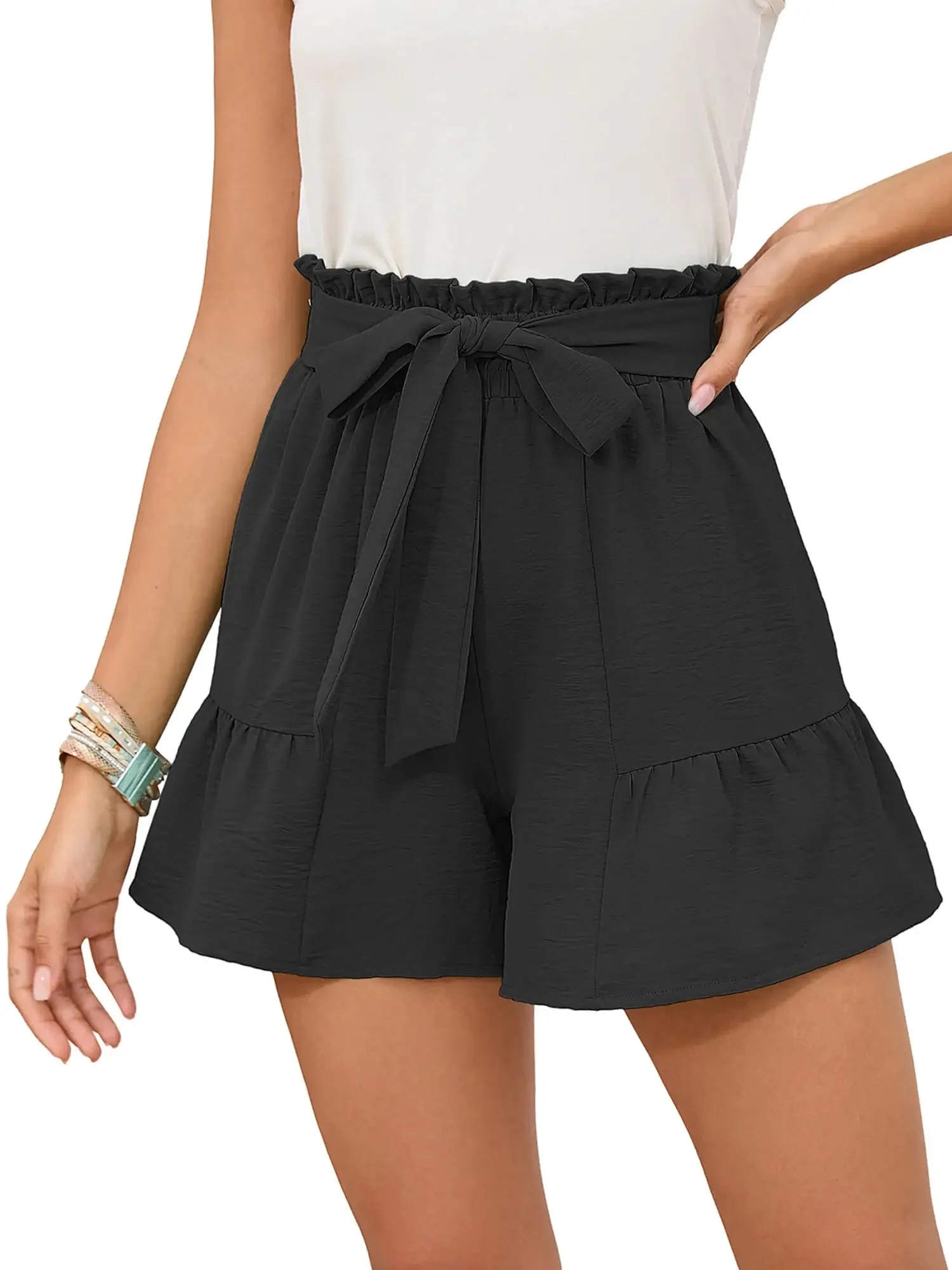 Chiclily Summer High Waist Wide Leg Shorts for Womens Casual Loose Elastic Waist Lounge Beach Sho... | Walmart (US)