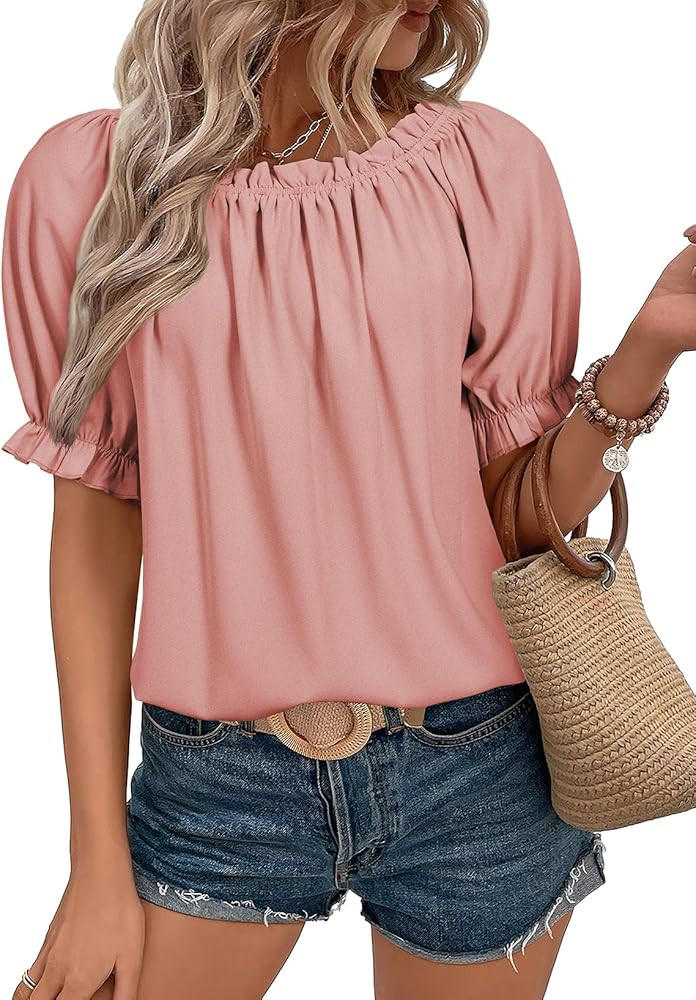 EVALESS Tops Off The Shoulder Blouses for Women Dressy Casual Cute Puff Sleeve T Shirts Fashion 2... | Amazon (CA)