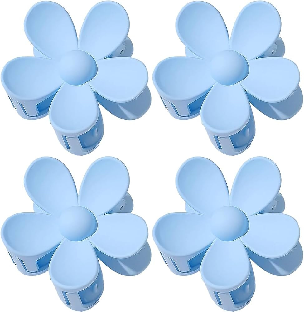 4 Pcs Blue Hair Claw Clips Flower Hair Clips – Big Cute Claw Clips, Hair Clips Large Hair Clips... | Amazon (US)