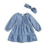 Mud Pie Baby Girls' Denim Tiered Dress, Blue, 5T | Amazon (US)