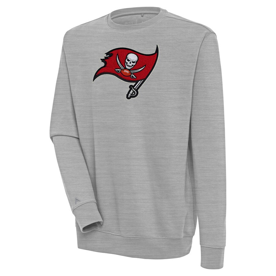 Men's Tampa Bay Buccaneers  Antigua Heather Gray Victory Crewneck Pullover Sweatshirt | NFL Shop