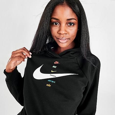 Women's Sportswear SWOOSH Hoodie in Black/Black Size XL Cotton by Nike | JD Sports (US)