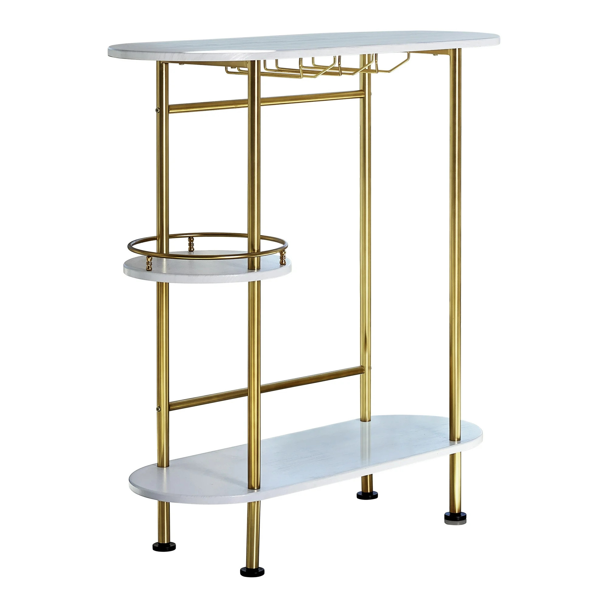 3-tier Bar Unit Matte Brass and White Oak | Walmart (US)