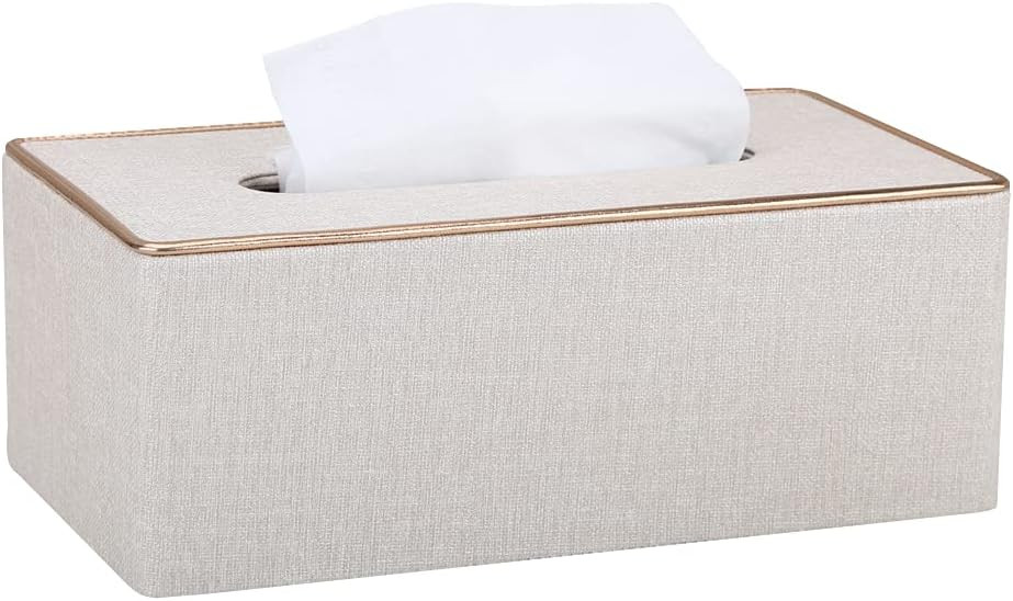 KINGFOM Rectangular PU Leather Tissue Box Holder, Facial Tissue Case Napkin Dispenser for Home Of... | Amazon (CA)