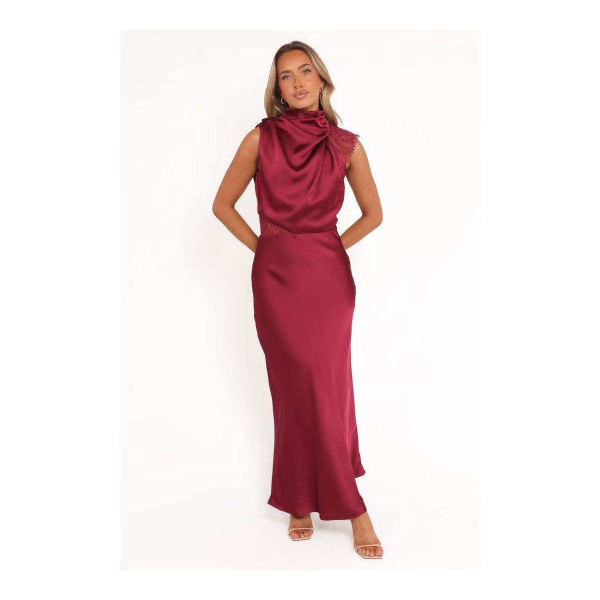 Anabelle Halter Neck Lace Maxi Dress - Berry | Target