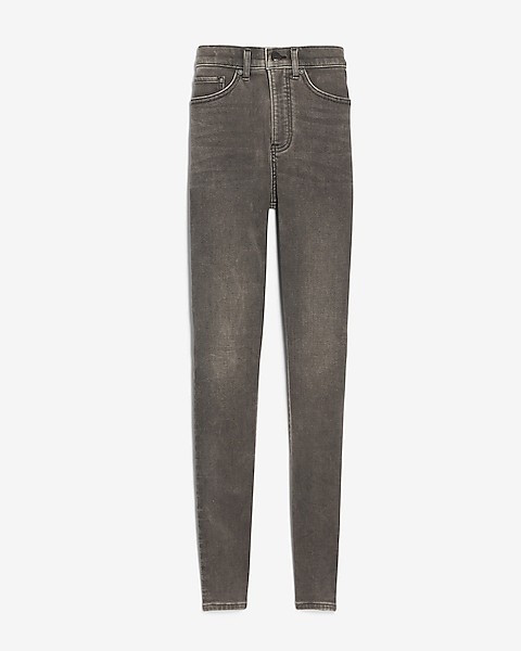 High Waisted Luxe Comfort Knit Black Skinny Jeans | Express