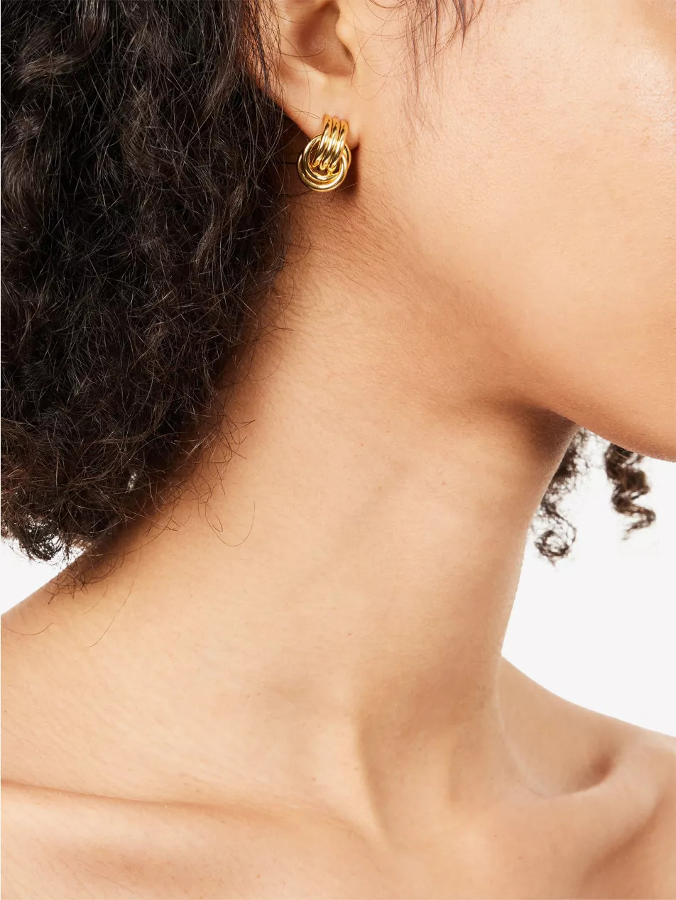 Micro Knot 18ct Gold PVD Plated Stainless-Steel Earrings | Selfridges