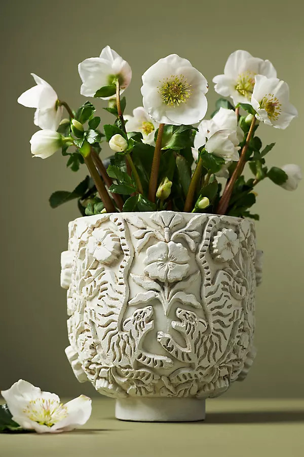 Marisol Cement Textured Pot | Anthropologie (US)