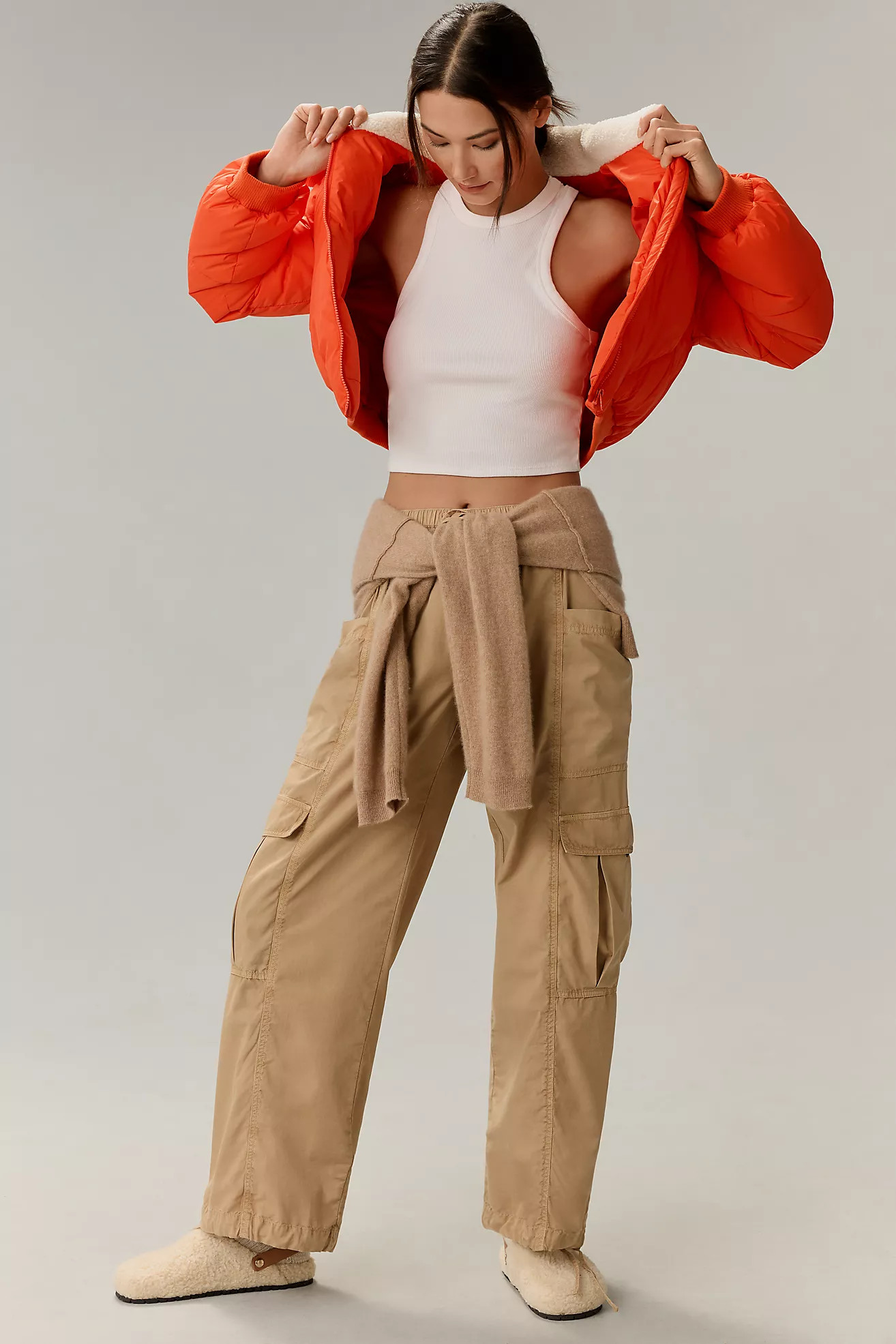 Maeve Sherpa Collar Cropped Puffer Jacket | Anthropologie (US)