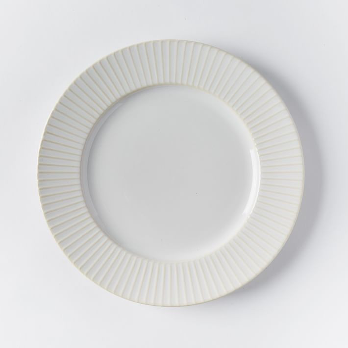Textured Dinner Plates - White (Lines) | West Elm (US)