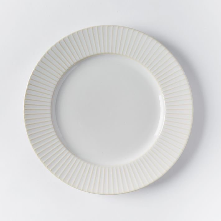 Textured Dinner Plates - White (Lines) | West Elm (US)