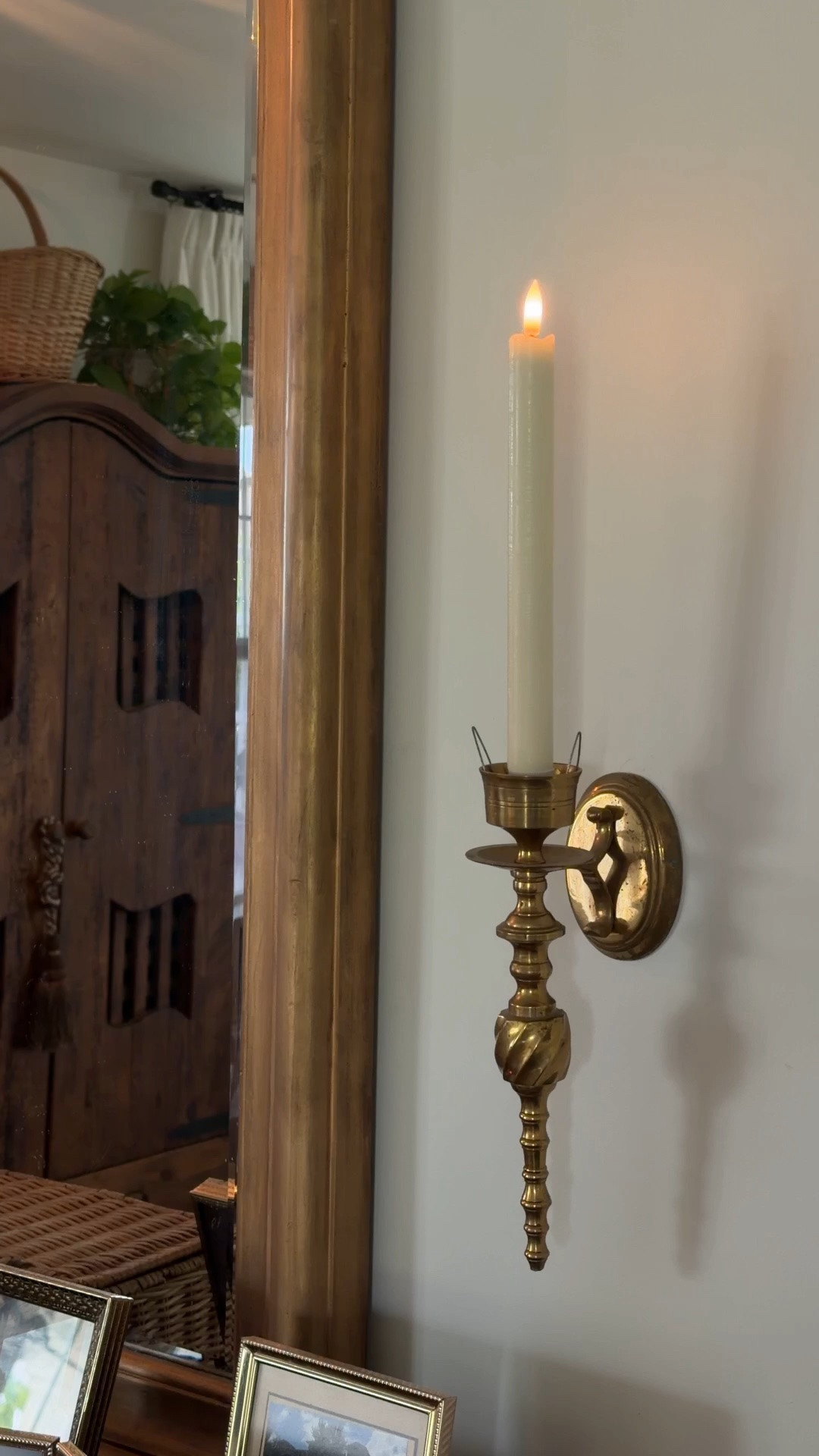 I’ve always loved the look of antique brass sconces, but real candles aren’t always practical (or safe) for everyday use. These rechargeable taper candles give the same cozy flickering glow without the worry.

I found my exact vintage brass sconces on Etsy and linked them here along with a bunch of other great finds.

#LTKHome