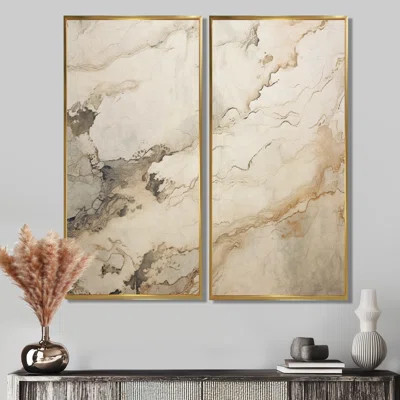 Beige And White Marble River - Abstract Marble Wall Art | Wayfair North America