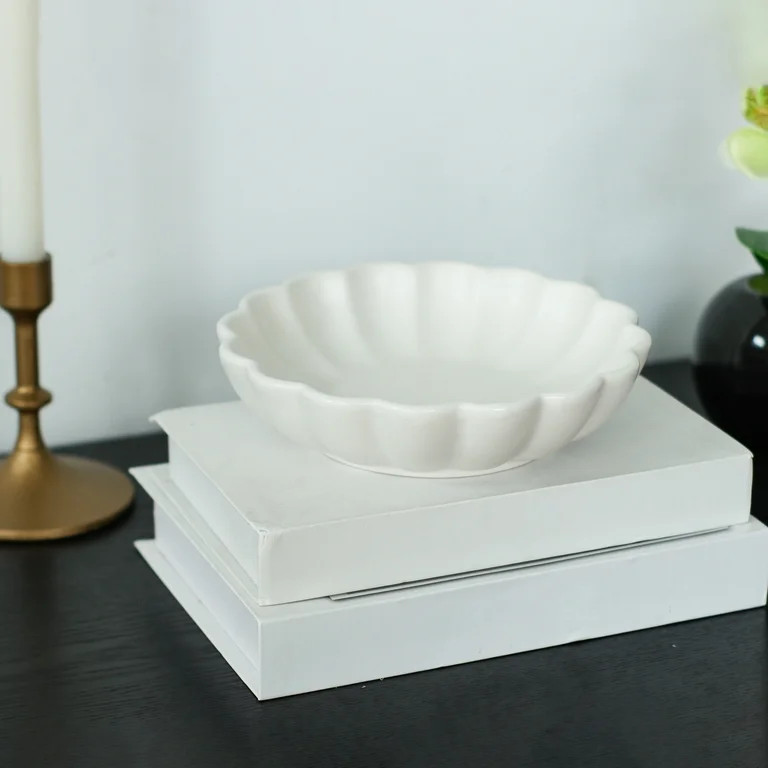 Mainstays Scalloped White Decorative Tabletop Bowl | Walmart (US)