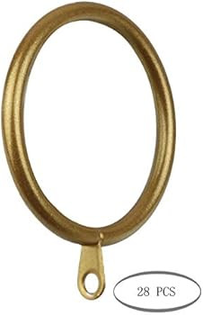 Meriville 28 pcs Gold 1.5-Inch Inner Diameter Metal Curtain Rings with Eyelets, Fits Up to 1 1/4-... | Amazon (US)