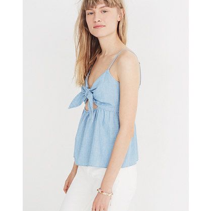 Chambray Tie-Front Keyhole Cami Top | Madewell