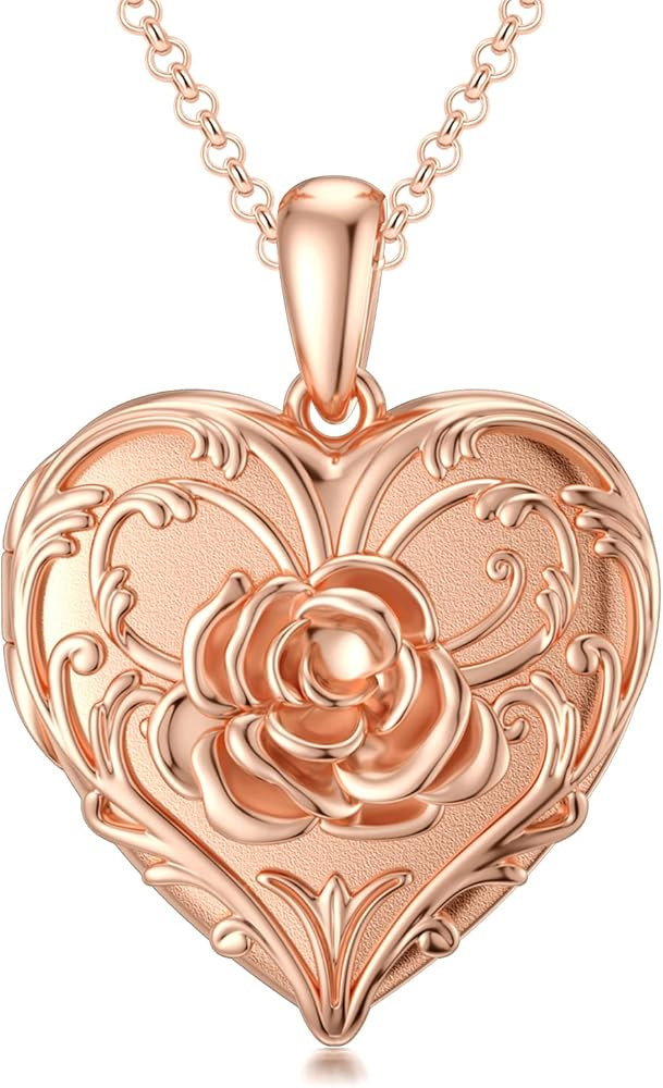 SOULMEET Sunflower/Rose Gold Locket Necklace That Holds Pictures Photo Keep Someone Near to You P... | Amazon (US)