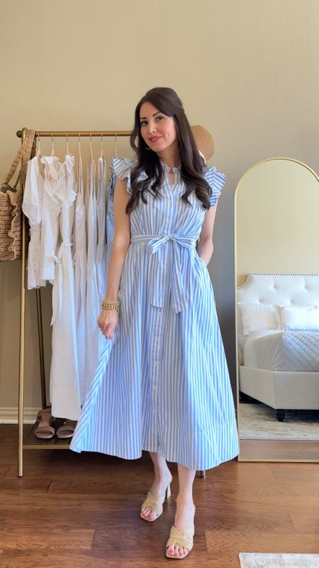 The loveliest ruffle dress under $35 💗 fits true to size, wearing my usual size XS blue and white dress striped dress spring dresses Mother’s Day outfit 

#LTKsalealert #LTKfindsunder50 #LTKstyletip