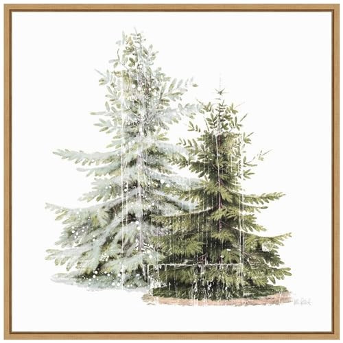 Amanti Art Framed Canvas Wall Art 30x30 Vintage Wooded Holiday Trees in Snow by Katie Pertiet, Framed Wall Art Canvas, Landscapes Artwork, Modern Decor, Large Poster Painting for Living Room, Bedroom | Amazon (US)