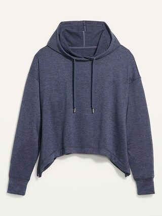 Loose Cropped Sweater-Knit Hoodie for Women | Old Navy (US)