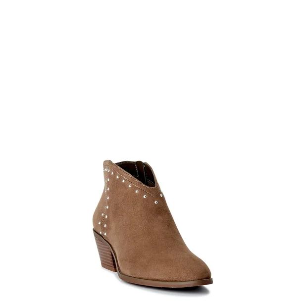 Scoop Women's Studded Faux Suede Booties with Block Heel - Walmart.com | Walmart (US)