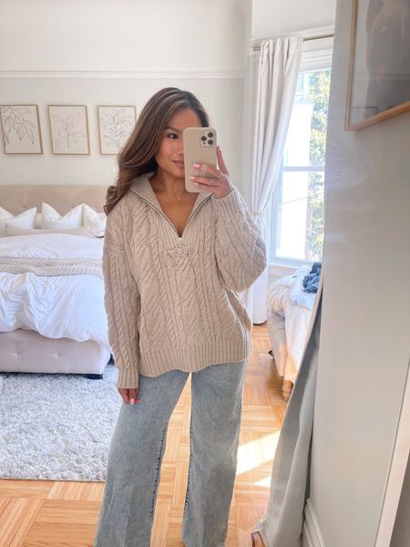 NSALE / try on / wearing XS in cable knit quarter zip sweater 

#LTKxNSale