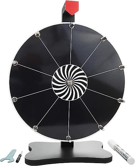 Whirl of Fun 12 Inch Black Prize Wheel-Tabletop Spinning Game with Stand, 10 Slots, Customize Era... | Amazon (US)