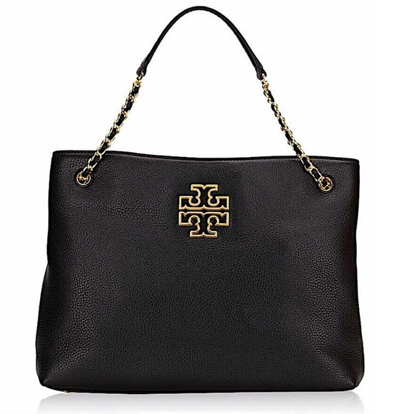 Tory Burch Britten Triple Compartment Tote Bark Laptop Black with Tag Leather | Poshmark