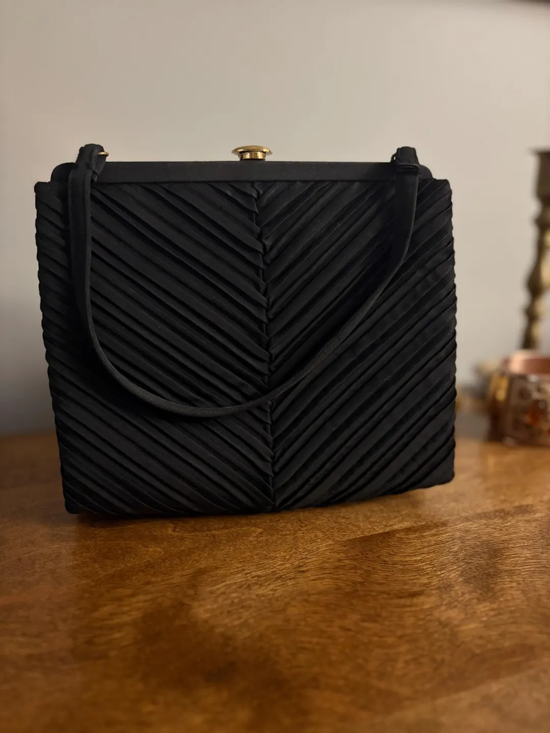Vintage Magid Black Satin Evening Bag With Chevron Pleats & Matching Coin Purse – Mid-century F... | Etsy (US)