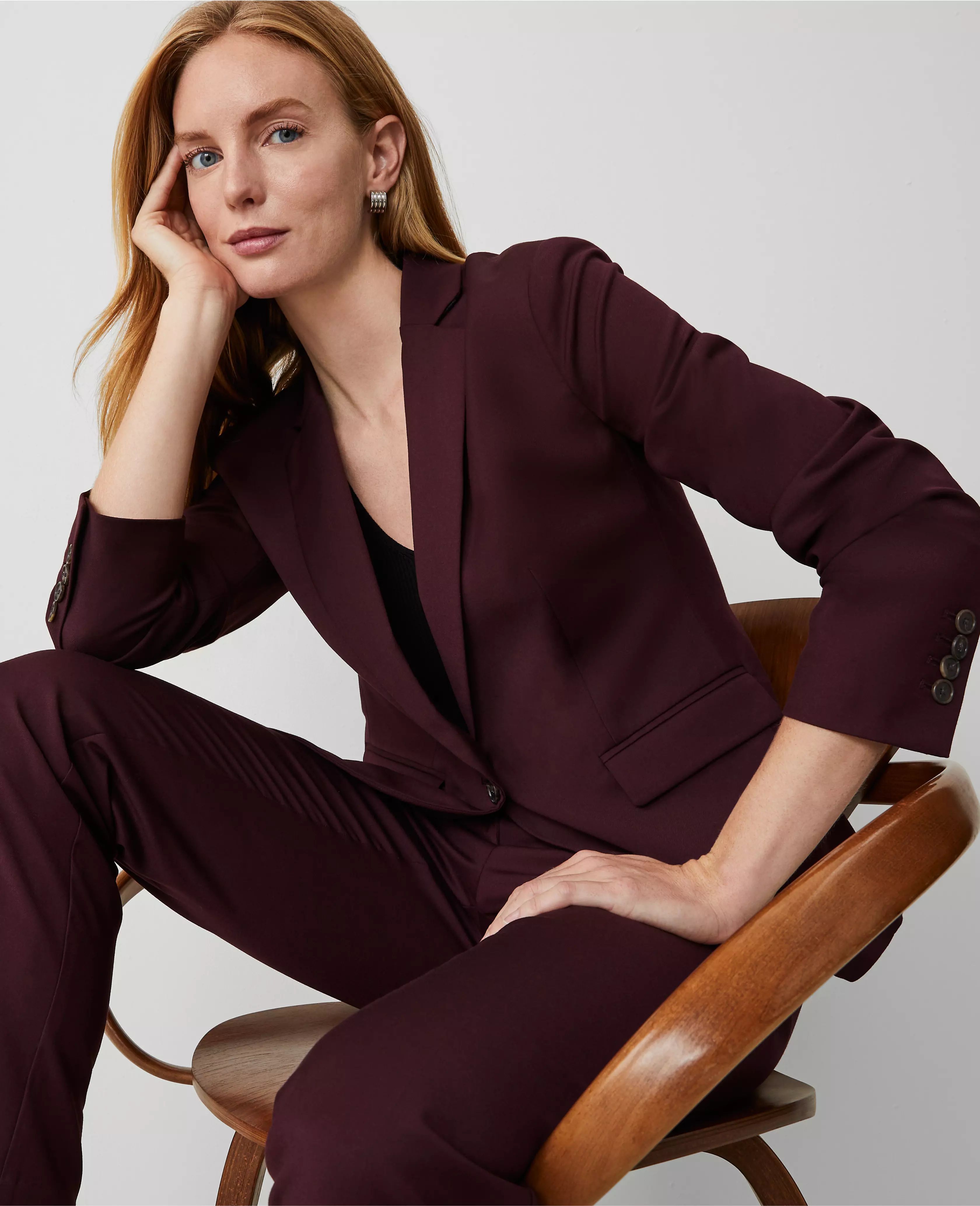 The Notched One Button Blazer in Wool Blend Stretch | Ann Taylor (US)