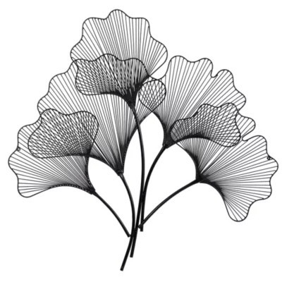 Nearly Natural 35-Inch Modern Ginkgo Leaf Metal Wall Art Decor, Black | Belk