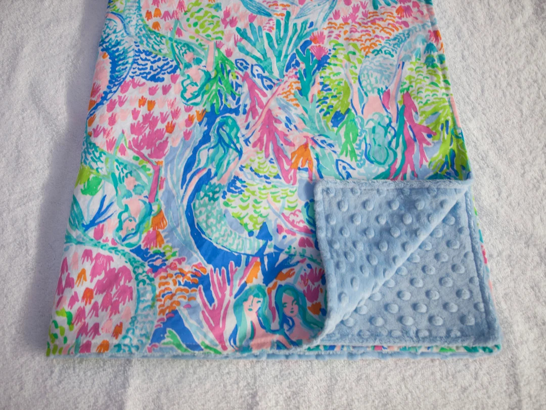 Toddler, Baby Blanket - Lap Blanket - Pet Blanket - Throw - Pink Orchids Mermaid Cove, Palm Beach... | Etsy (US)