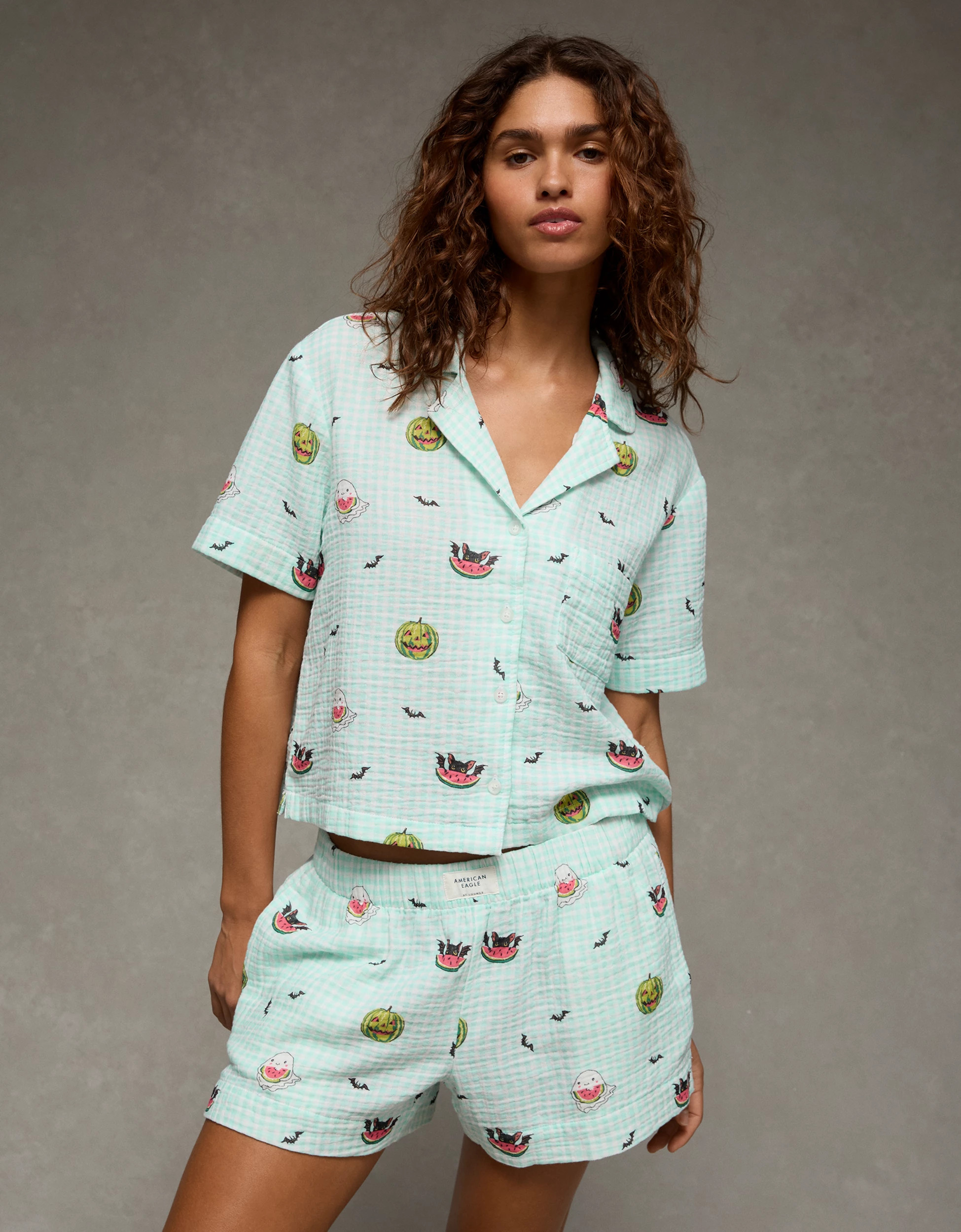 AE Cotton Gauze Short-Sleeve PJ Set | American Eagle Outfitters (US & CA)