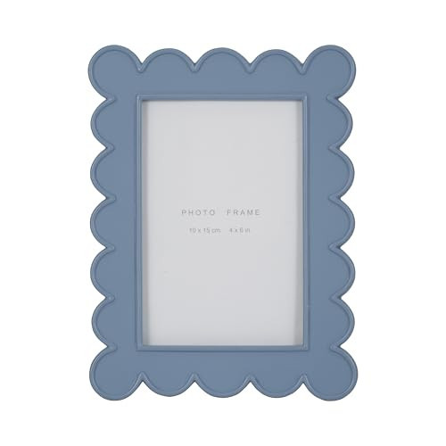 Sagebrook Home Blue Resin Photo Frame with Scalloped Edges Decorative Picture Frame with Glass Front for Tabletop or Shelf Display Elegant Home, Office, Bedroom, Living Room Decor, 4x6 Inches | Amazon (US)