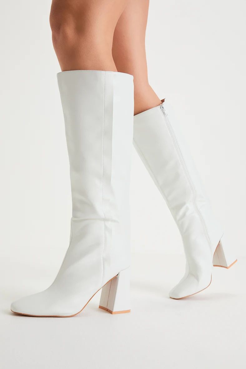 Magnolia White Square Toe Knee-High Boots | Lulus (US)
