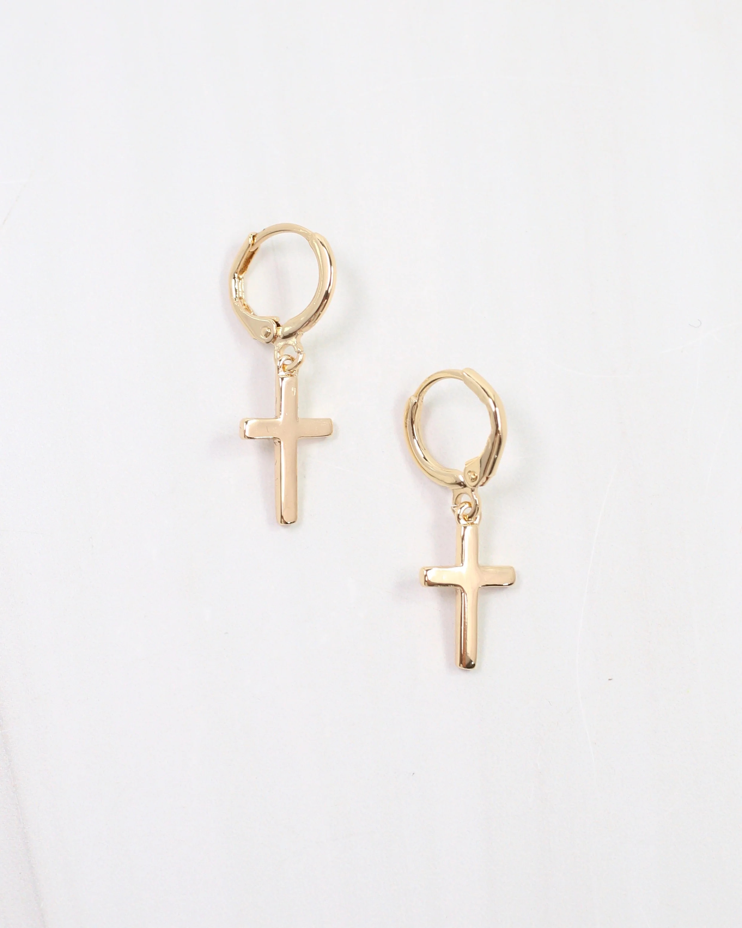 York Cross Hoop Earring Gold | Caroline Hill