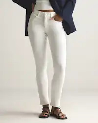 Luna Stretch Slim Straight Jeans in Cloud White | Quince