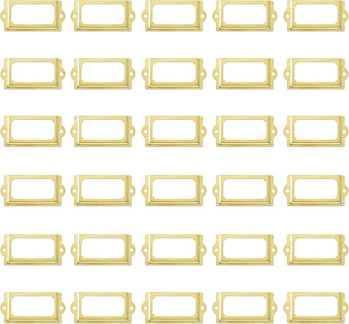 30Pcs Antique Label Holder 2.4inch x 1.3inch Metal Name Card Frame for Office Library File Drawer... | Amazon (US)