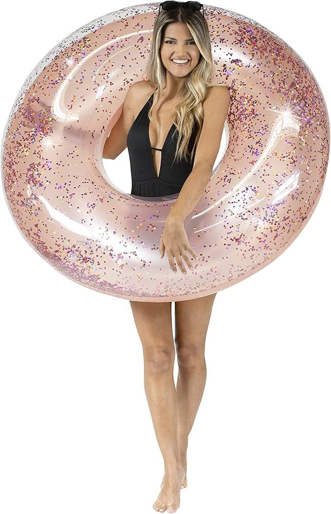 PoolCandy Jumbo Pool Tube, 48", Rose Gold Glitter | Amazon (US)