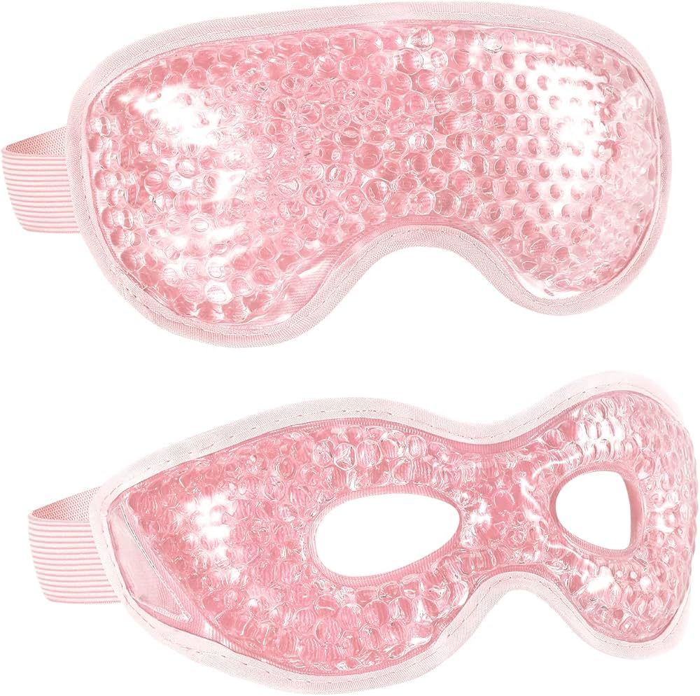 2PCS Gel Eye Mask Reusable Hot Cold Therapy Gel Bead Eye Mask for Puffiness/Dark Circles/Eye Bags... | Amazon (US)