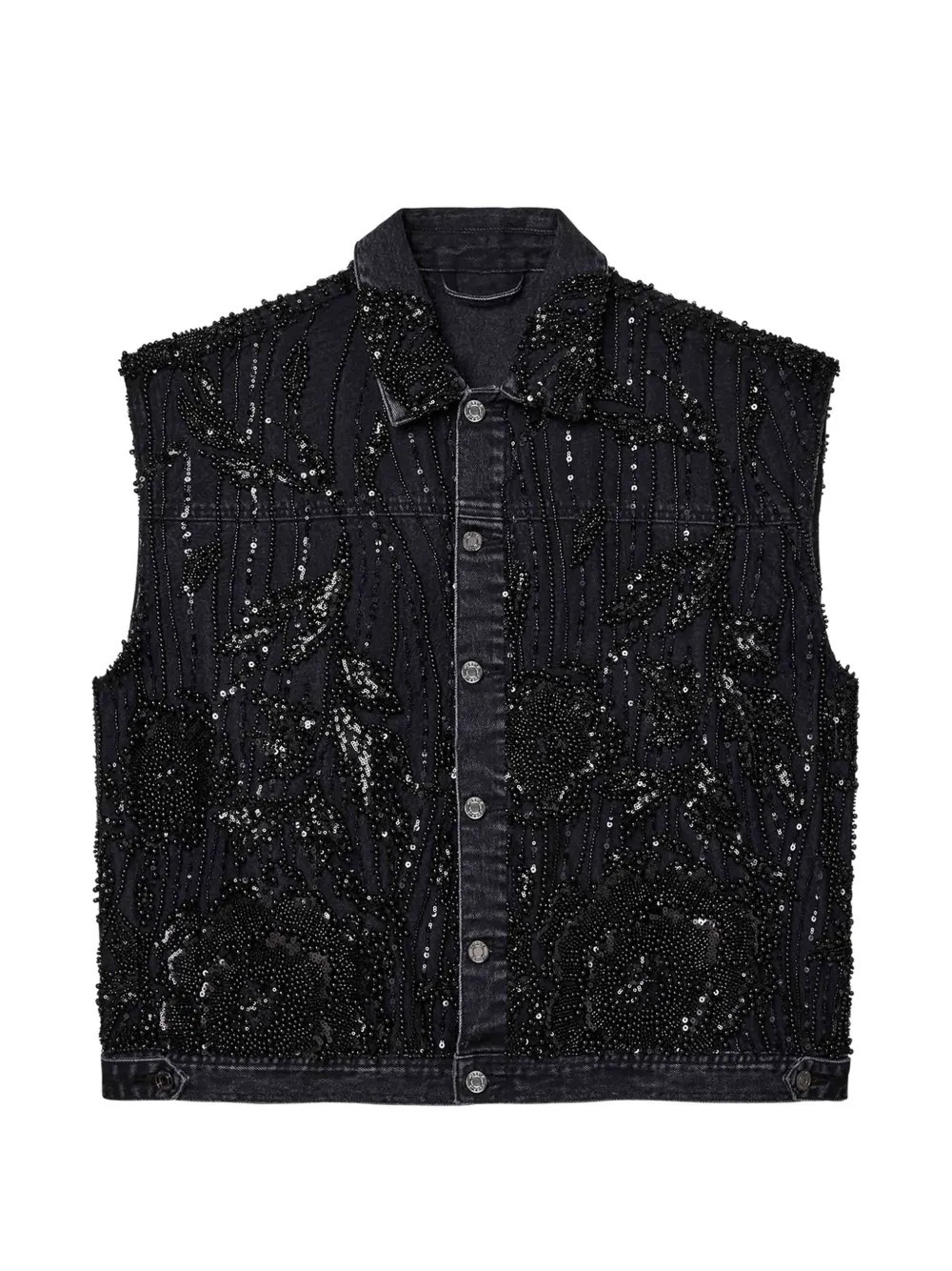 Purple Brand bead-embellished denim vest - Black | Farfetch Global
