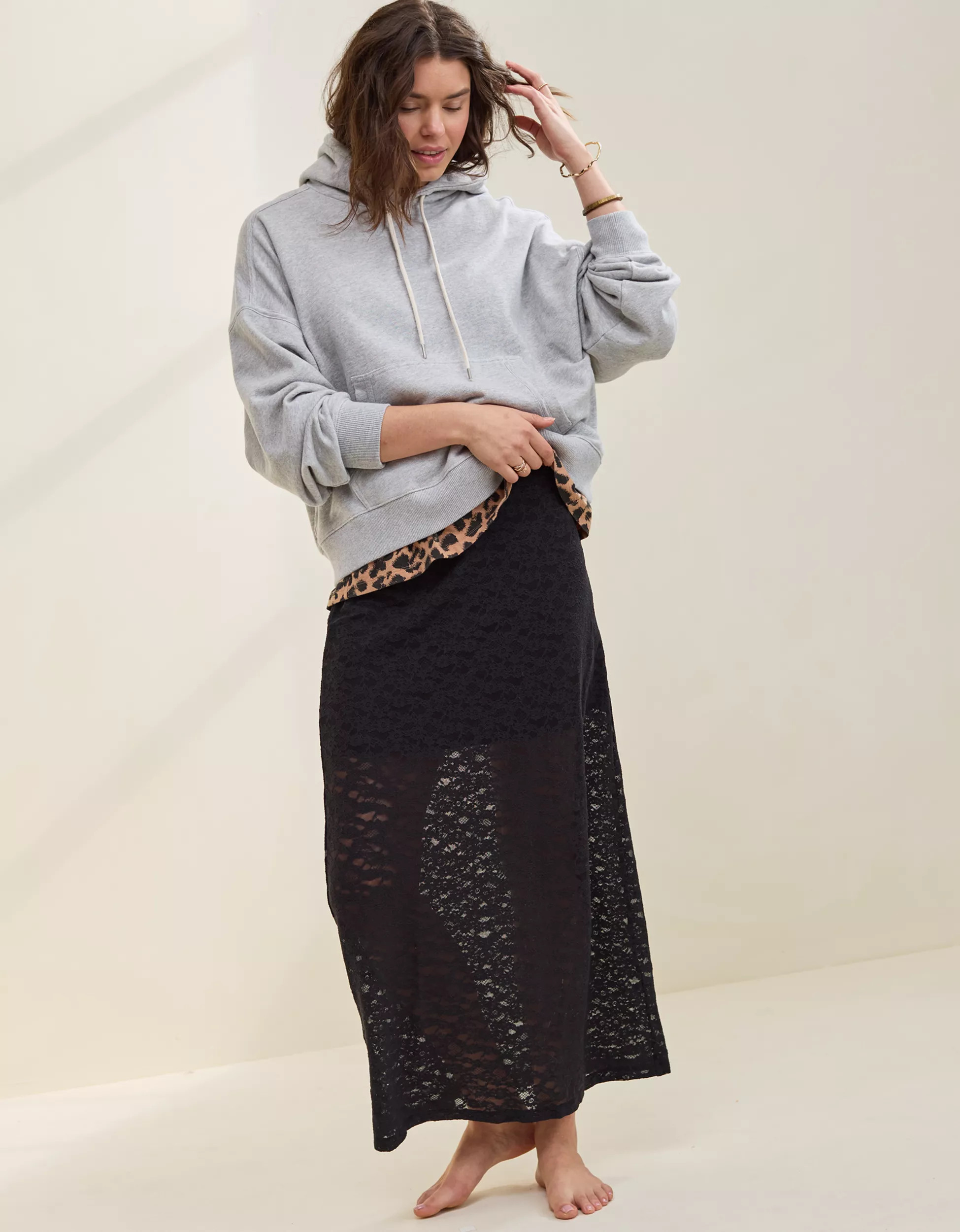 Aerie Vintage Lace Midi Skirt | Aerie