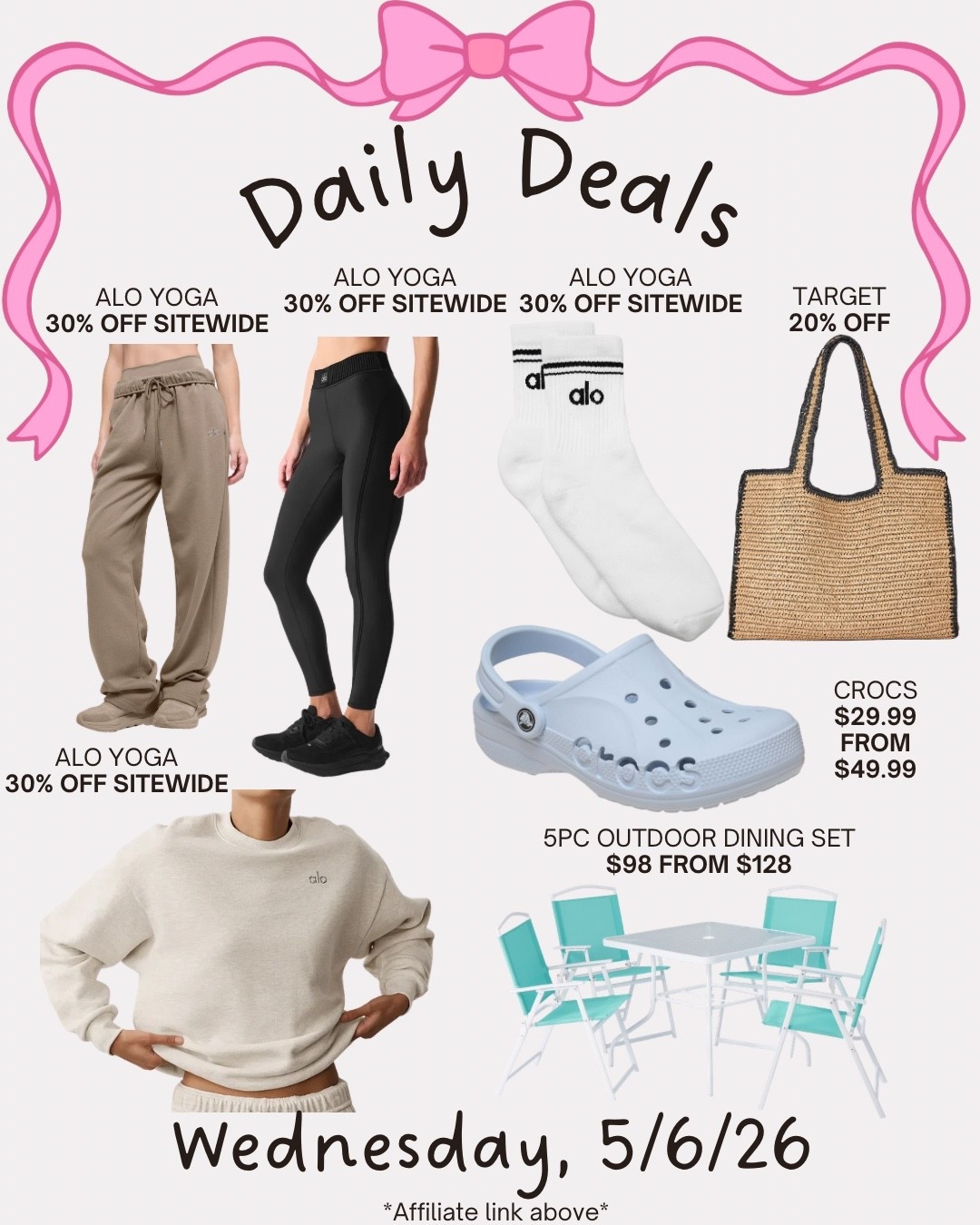 Daily deals. @Alo Yoga @Target @crocs

#LTKSaleAlert #LTKActive #LTKootd