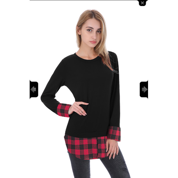 Women Casual Style Long Sleeve Lattice Patchwork Tops | Walmart (US)