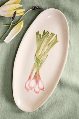 Green Onion Stoneware Serving Platter | Anthropologie (US)