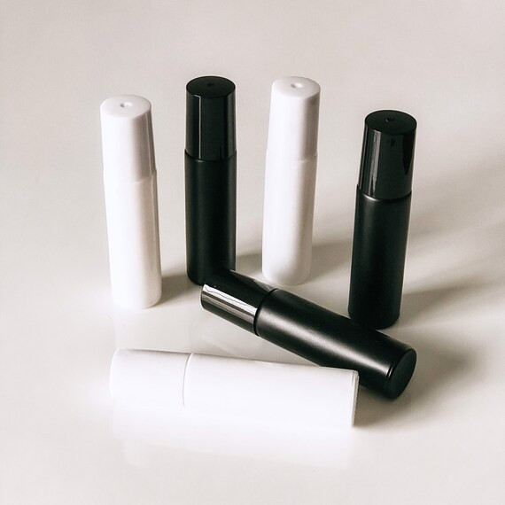 Matte black essential oil roller bottle - white roller bottle - black and white roller bottle set | Etsy (US)
