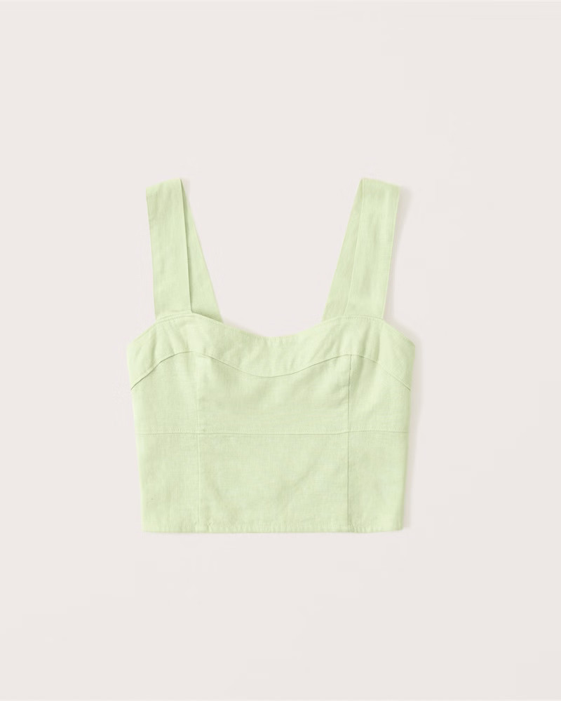 Women's Linen-Blend Corset Set Top | Women's Tops | Abercrombie.com | Abercrombie & Fitch (US)