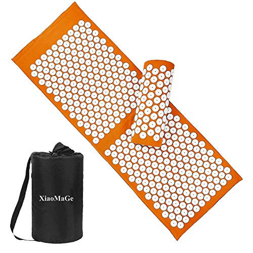 Acupressure Mat and Pillow Set with Bag - Extra Long Acupuncture Mat for Neck & Back Pain Relief- Naturally Relaxation Gift for Women - Stress Relief Massage Mat (Orange) | Amazon (US)
