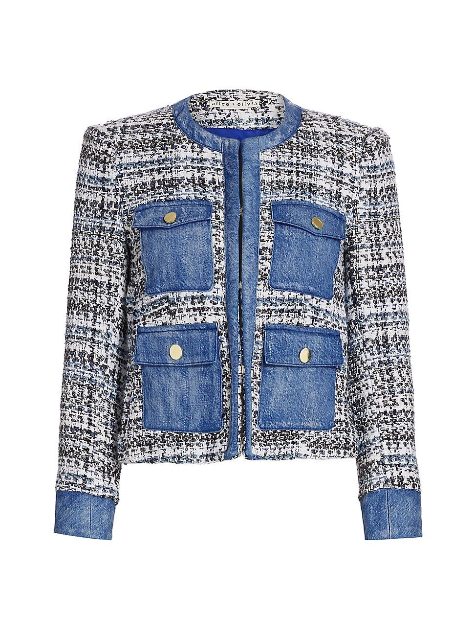 Alice + Olivia Women's Avis Combo Patch Pocket Jacket - Blue Eyes Multi - Size XL | Saks Fifth Avenue