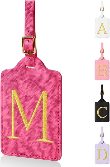 Personalized Initial Luggage Tags for Suitcases,Leather Letter Cute Luggage Tags with Privacy Nam... | Amazon (US)